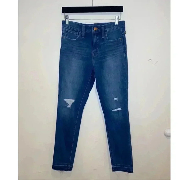 Madewell Distressed 10" High Waist Crop Skinny Jeans K9923 - Blue Wash - - Picture 3 of 8
